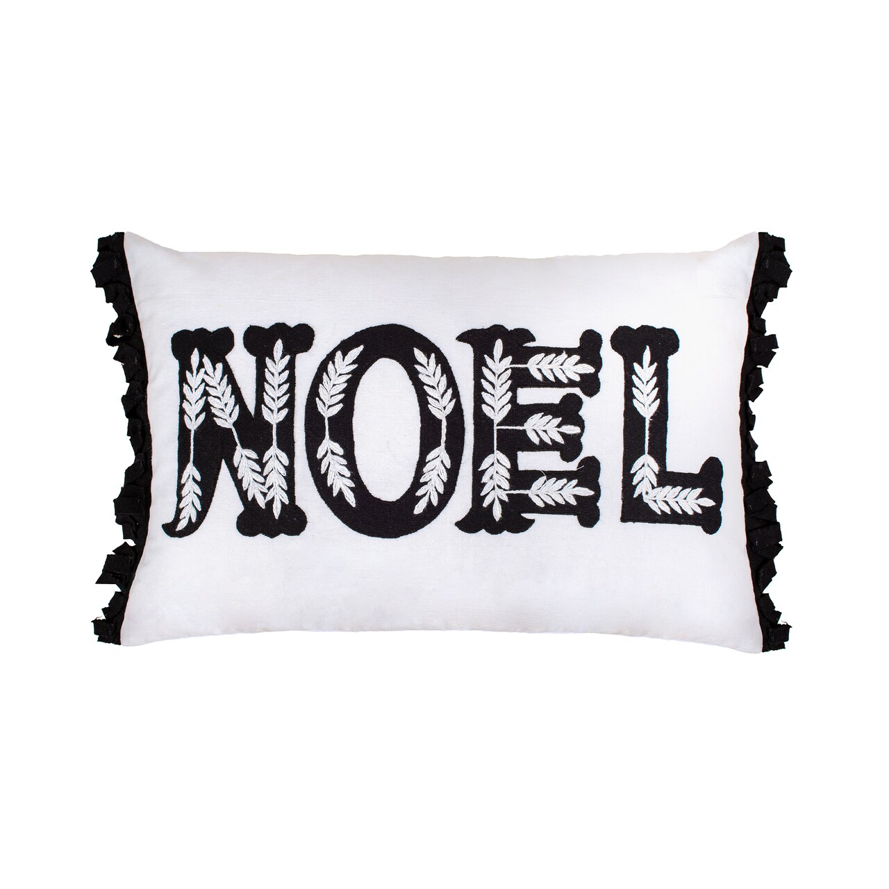 HGTV Home Collection by National Tree Company Christmas Pillow, Black, NOEL, Embroidered, Black Trim, 22 Inch